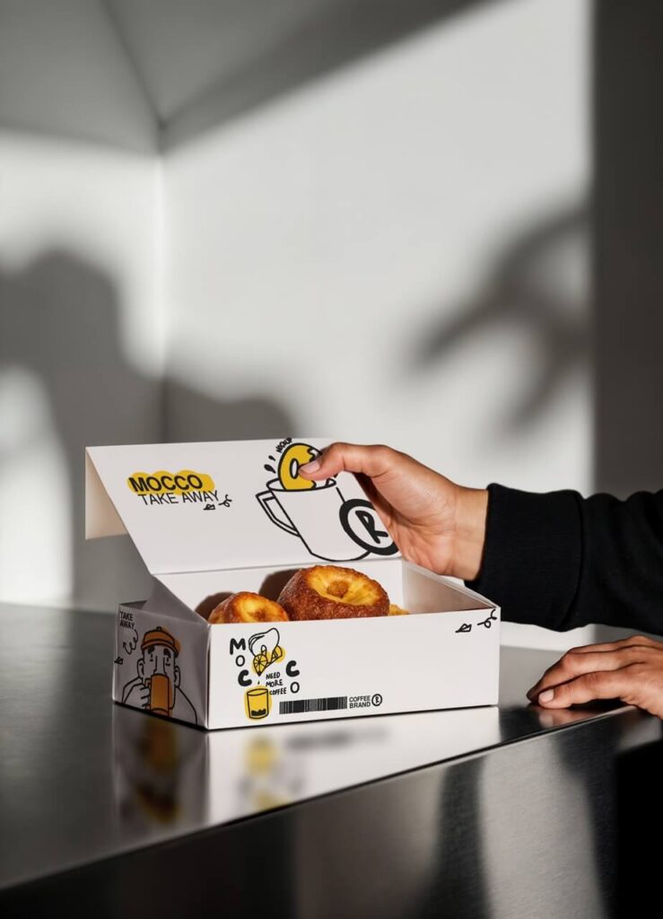 Visuel de packaging design illustrant une identité de marque cohérente